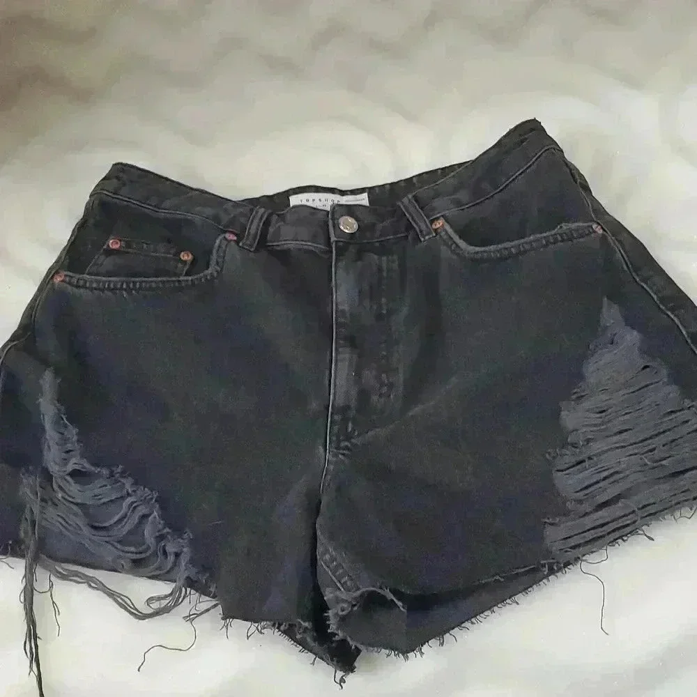 ☆☆☆Topshop denim black shorts